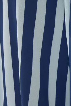 M&Co Womens Navy Blue Stripe Tie Neck Blouse><noscript><img width=