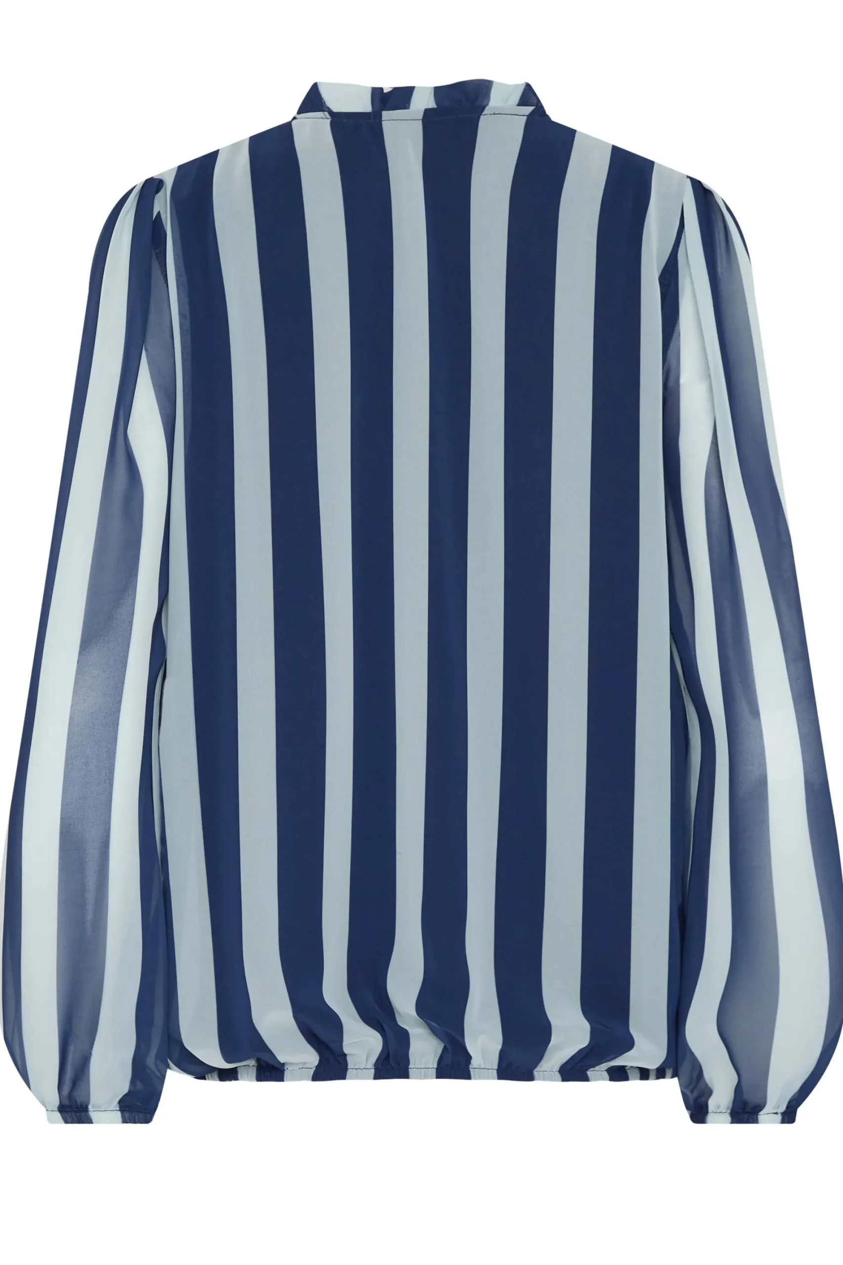 M&Co Womens Navy Blue Stripe Tie Neck Blouse>Women Shirts