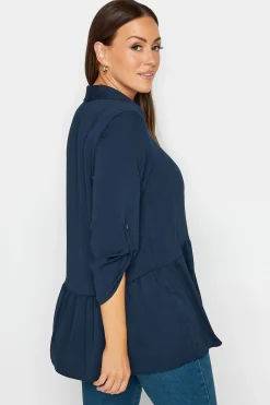 M&Co Womens Navy Blue Frill Hem Shirt><noscript><img width=