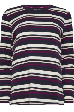 M&Co Womens Navy Blue Stripe Long Sleeve Cotton T-Shirt><noscript><img width=