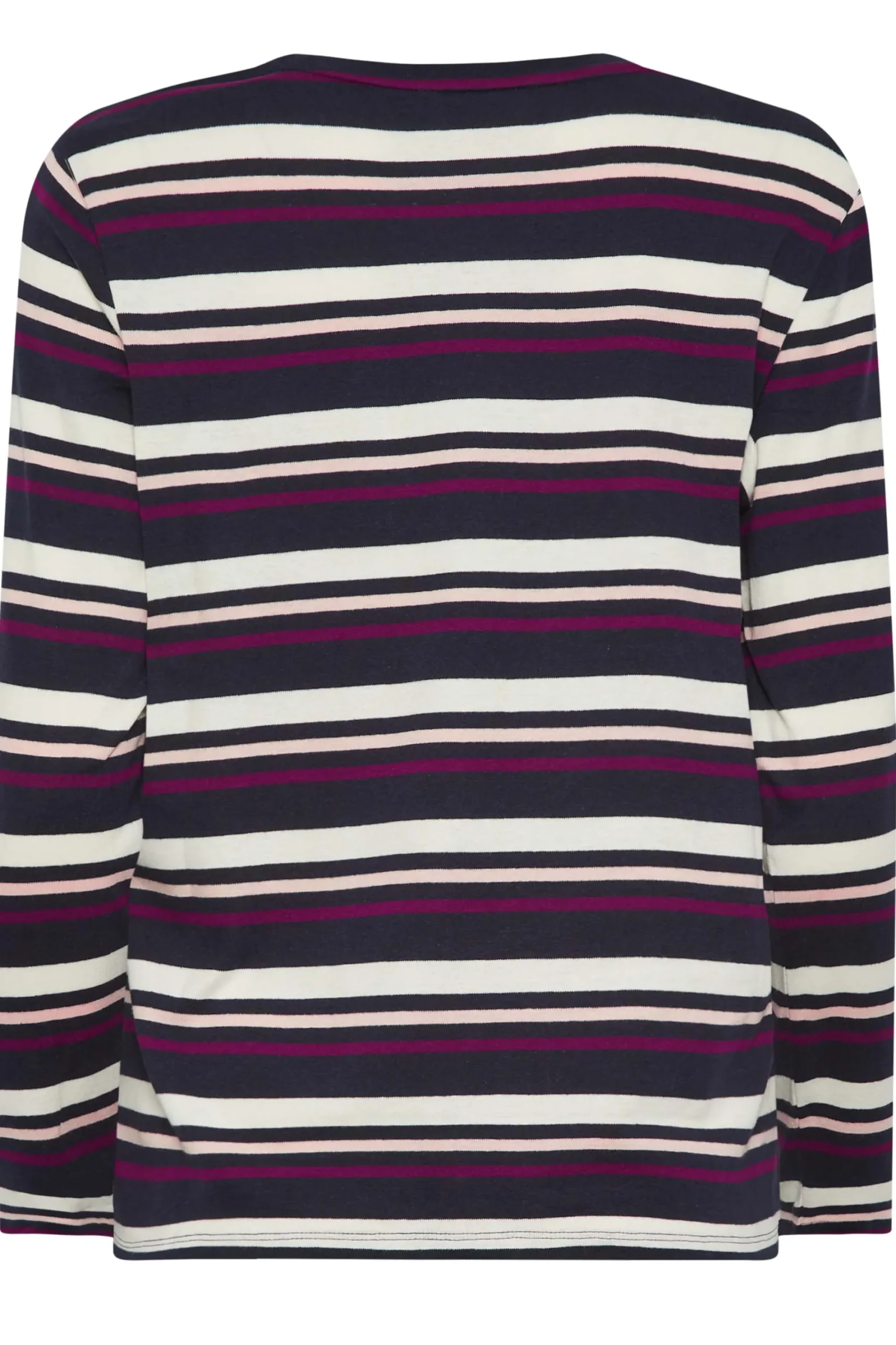 M&Co Womens Navy Blue Stripe Long Sleeve Cotton T-Shirt>Women T-Shirts