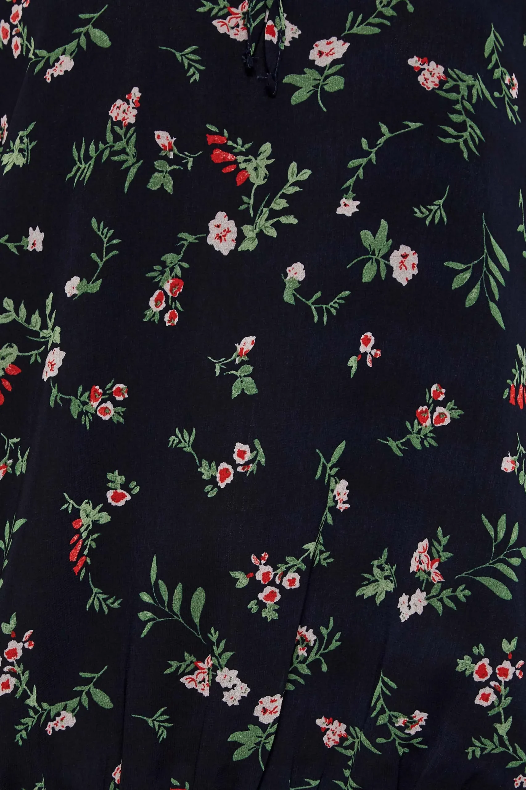 M&Co Womens Navy Blue Floral Print Tie Neck Blouse>Women Long Sleeve Tops