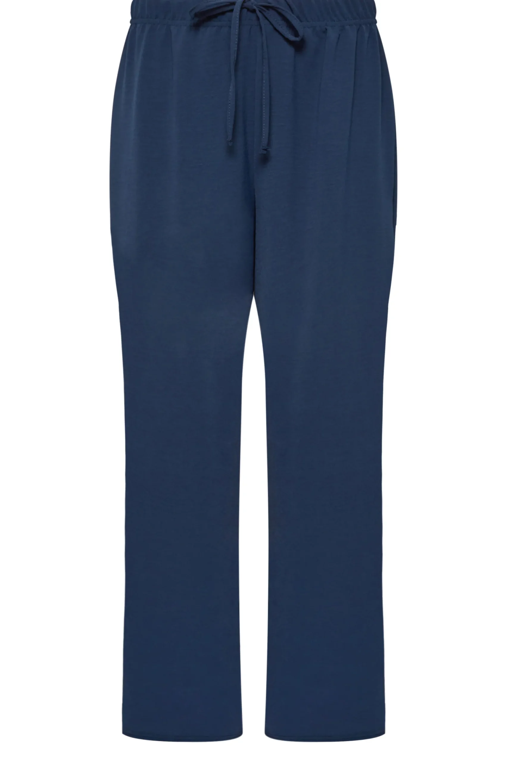 M&Co Womens Navy Blue Crepe Wide Leg Trousers>Women Wide Leg Trousers