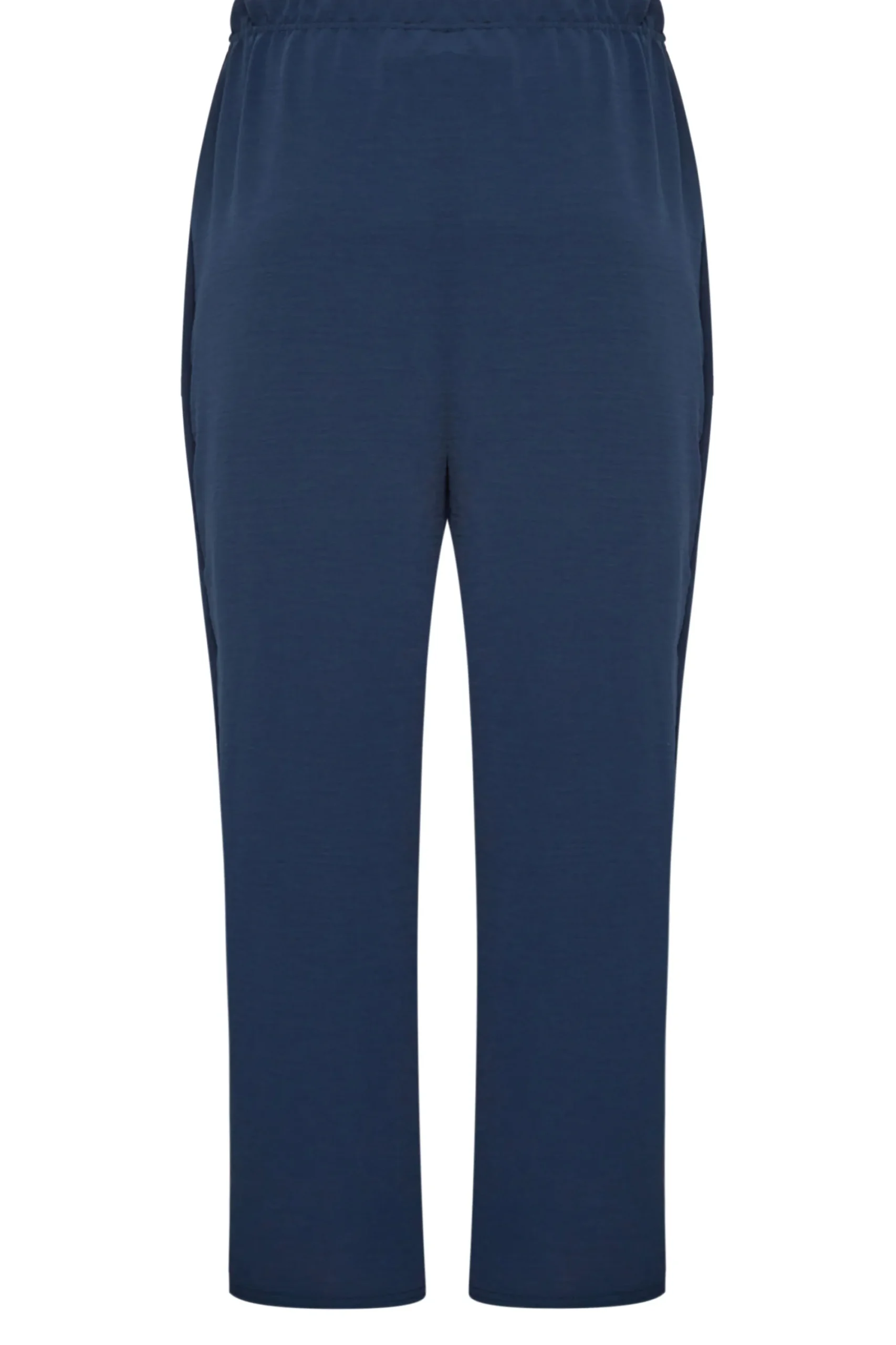 M&Co Womens Navy Blue Crepe Wide Leg Trousers>Women Wide Leg Trousers