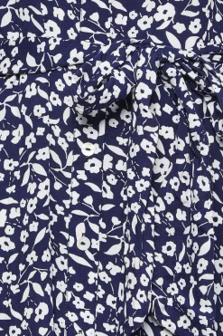 M&Co Womens Navy Blue Ditsy Print Button Through Midi Dress><noscript><img width=