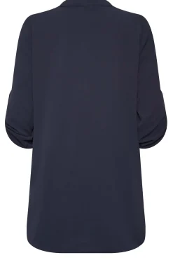 M&Co Womens Navy Blue Long Sleeve Button Blouse><noscript><img width=