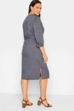 M&Co Womens Navy Blue Tie Waist Midi Tunic Dress><noscript><img width=