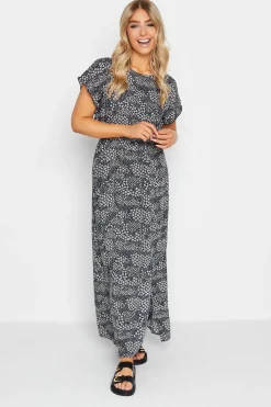 M&Co Womens Navy Ditsy Frill Sleeve Maxi Dress>Women Maxi Dresses