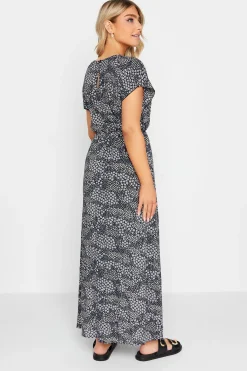 M&Co Womens Navy Ditsy Frill Sleeve Maxi Dress><noscript><img width=