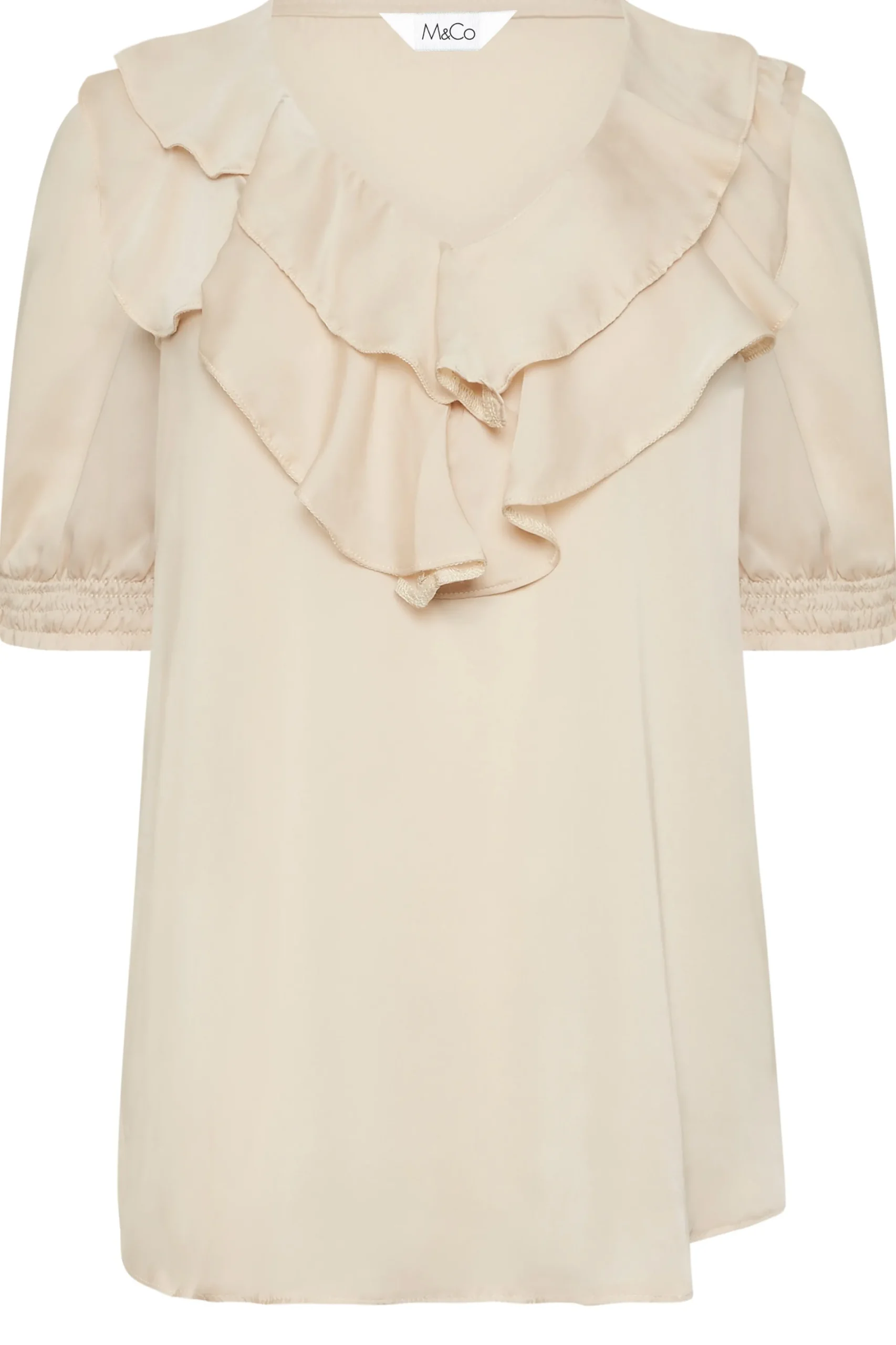 M&Co Womens Nude Frill Front Blouse>Women Short Sleeve Tops