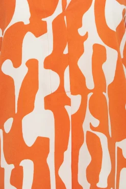 M&Co Womens Orange Abstract Print 3/4 Sleeve Blouse><noscript><img width=