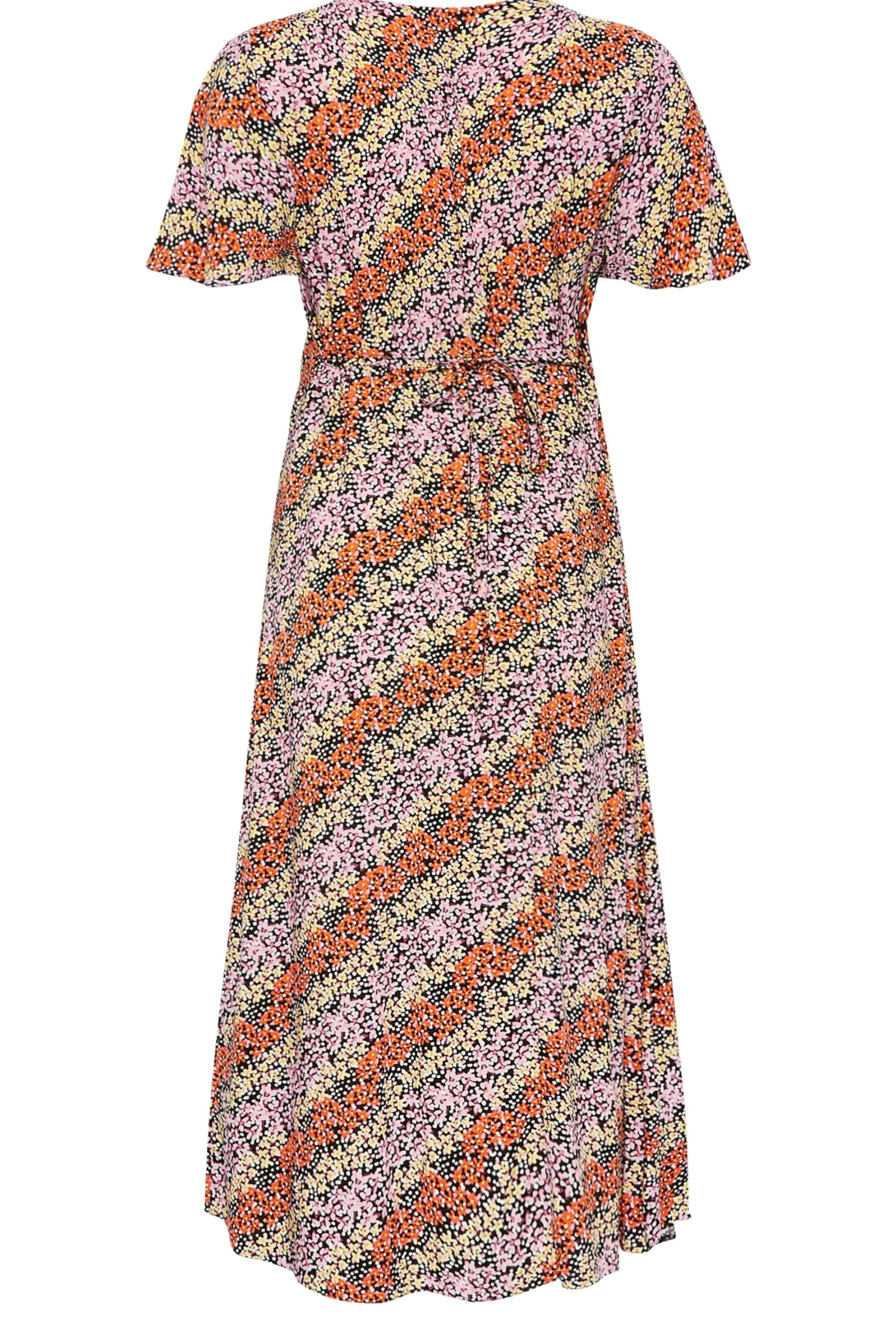 M&Co Womens Orange Ditsy Floral Print Midi Button Through Tea Dress>Women Midi Dresses