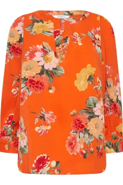 M&Co Womens Orange Floral 3/4 Sleeve Blouse><noscript><img width=