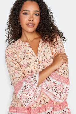M&Co Womens Orange Floral Print Tiered Swing Dress><noscript><img width=