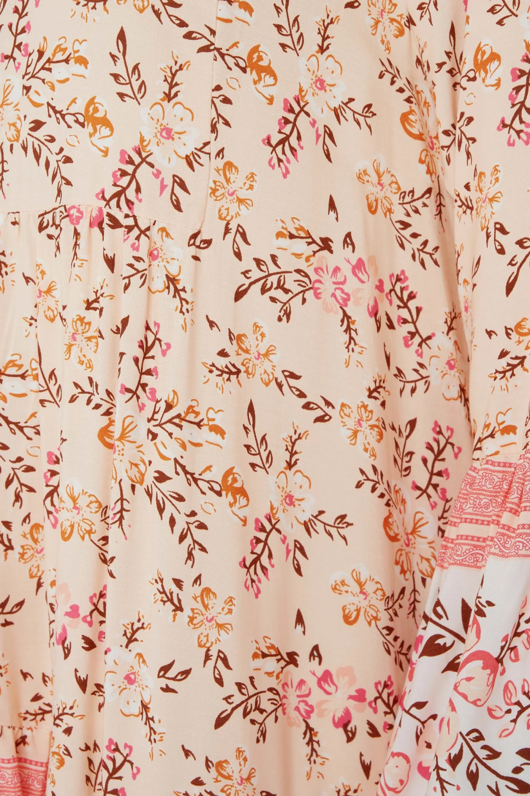 M&Co Womens Orange Floral Print Tiered Swing Dress>Women Shirt Dresses