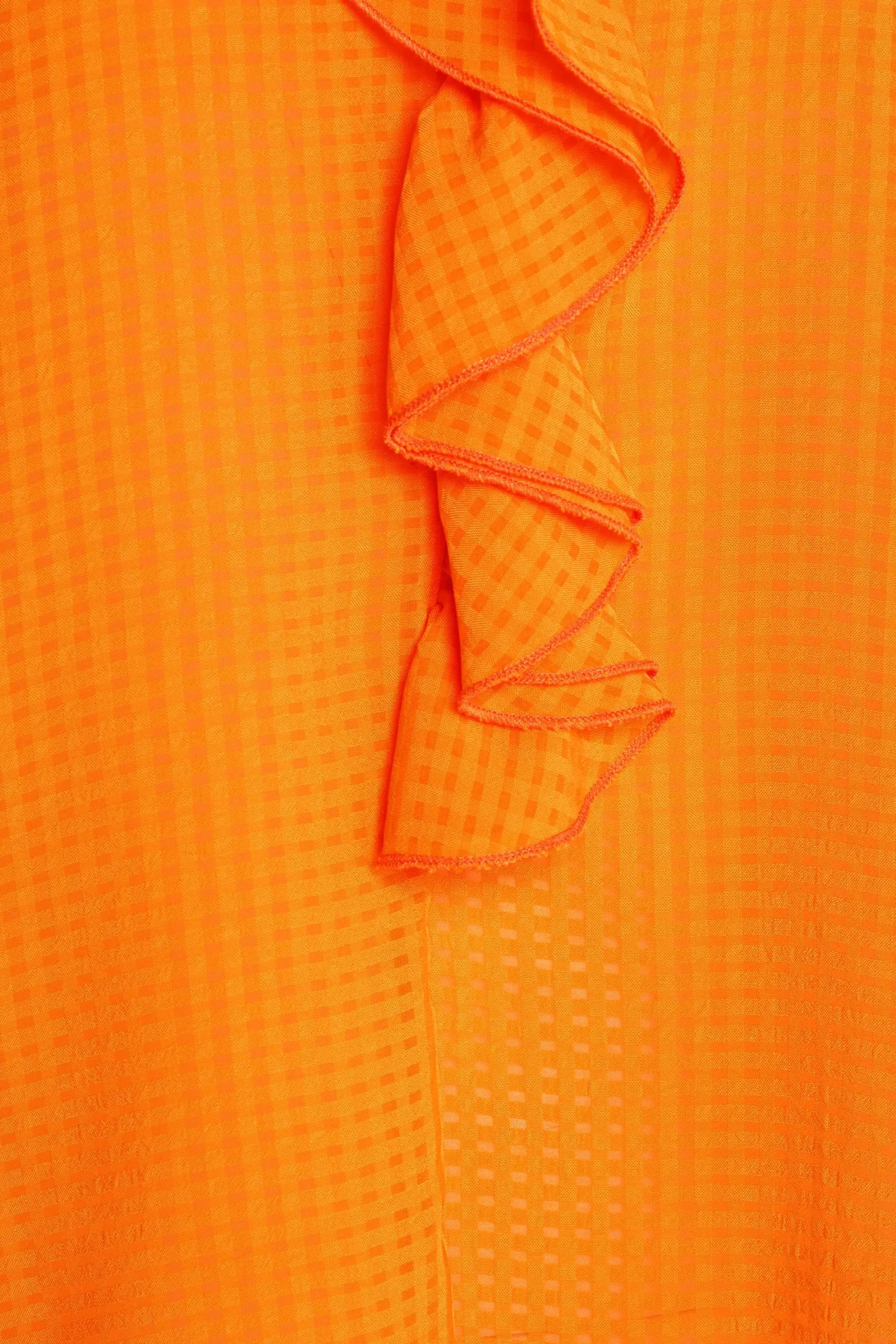 M&Co Womens Orange Gingham Frill Front Blouse>Women Short Sleeve Tops
