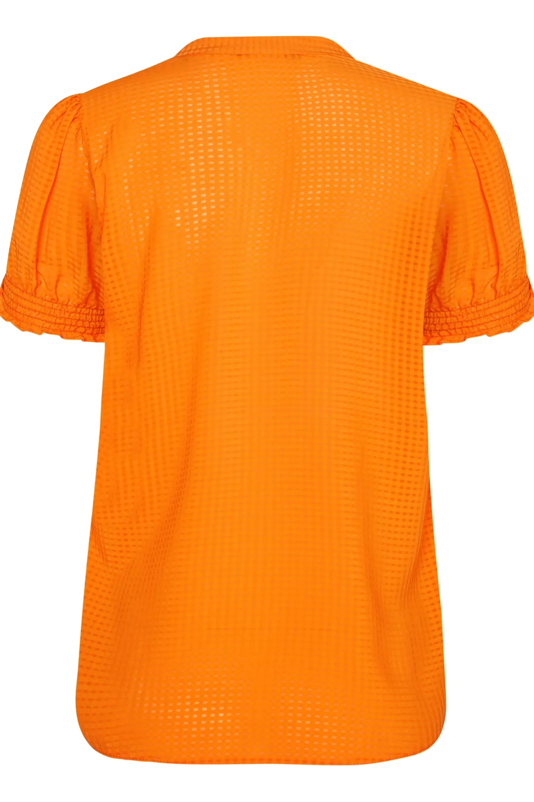 M&Co Womens Orange Gingham Frill Front Blouse>Women Short Sleeve Tops