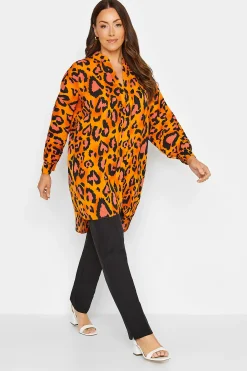 M&Co Womens Orange Leopard Print Blouse>Women Shirts
