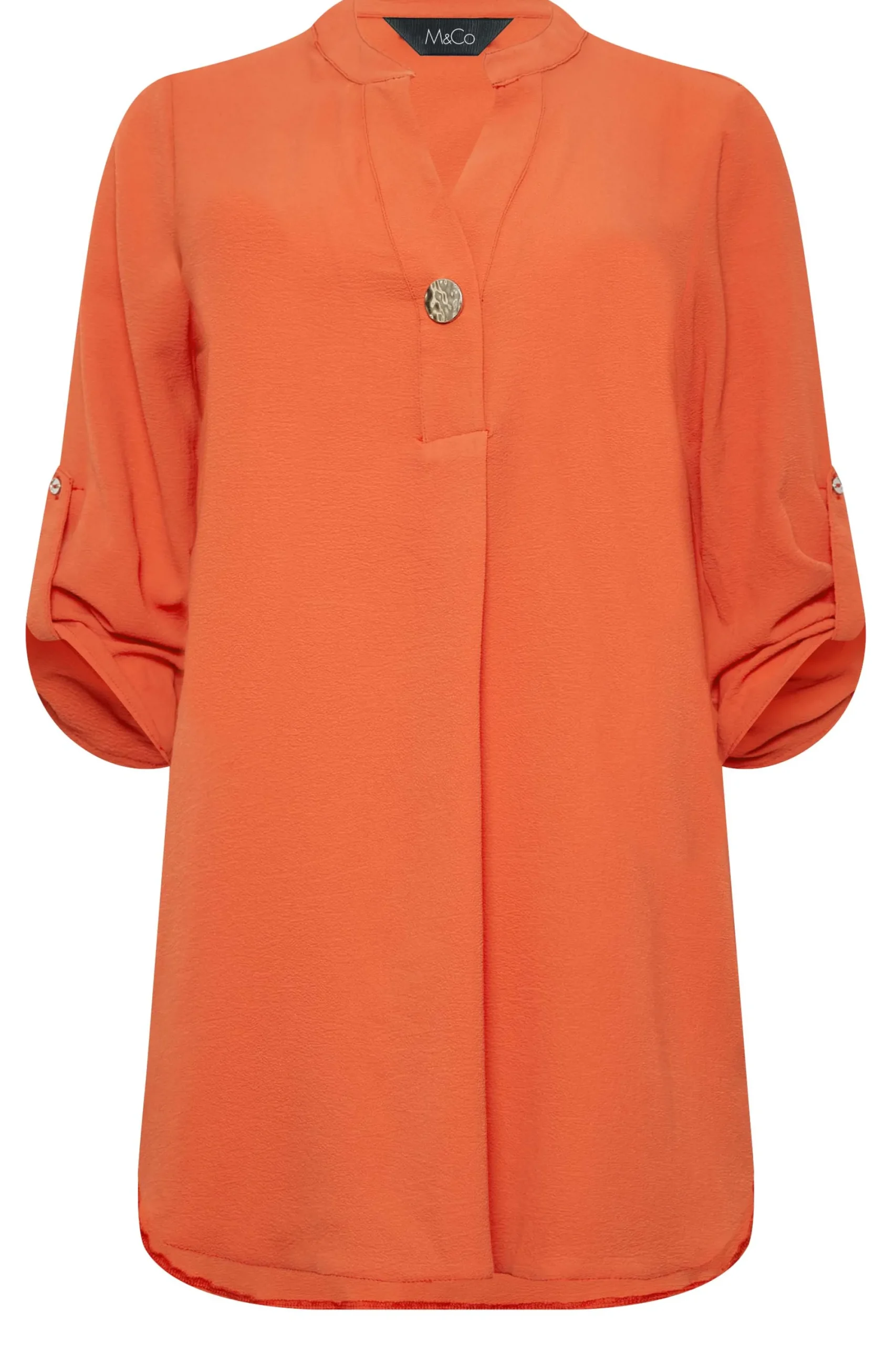 M&Co Womens Orange Long Sleeve Button Blouse>Women Shirts