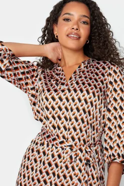 M&Co Womens Orange Satin Geometric Print Tunic Dress><noscript><img width=
