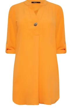 M&Co Womens Orange Statement Button Tab Sleeve Shirt><noscript><img width=