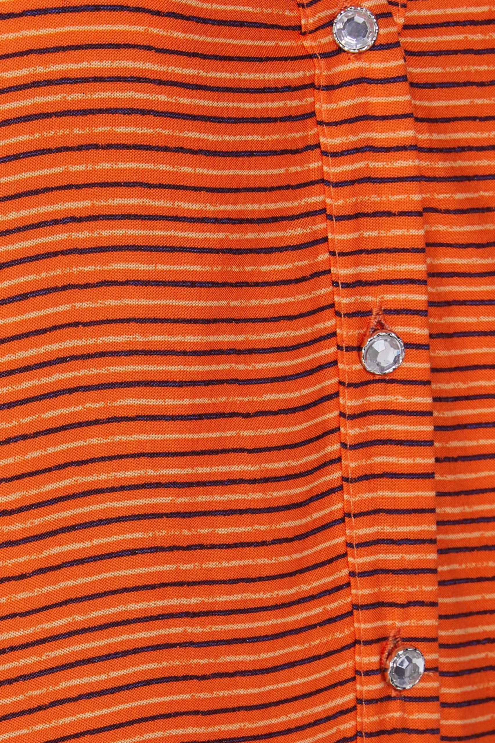 M&Co Womens Orange Stripe Grown On Sleeve Top>Women Short Sleeve Tops