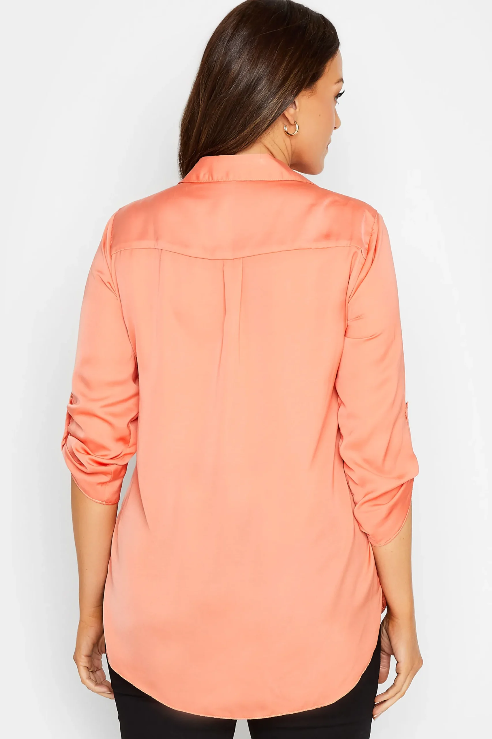 M&Co Womens Orange Tab Sleeve Shirt>Women Shirts