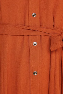 M&Co Womens Orange Tie Waist Button Through Shirt Dress><noscript><img width=