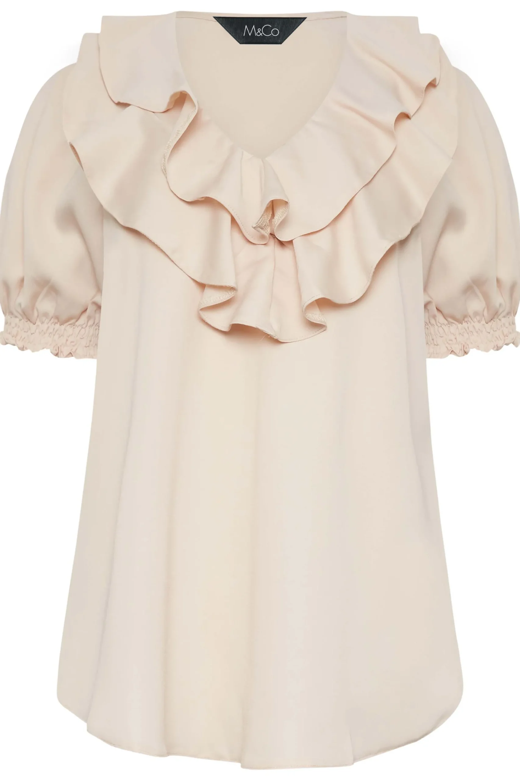 M&Co Womens Pale Pink Frill Front Blouse>Women Short Sleeve Tops