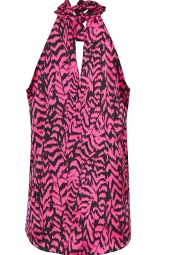 M&Co Womens Pink Animal Print Halterneck Blouse><noscript><img width=