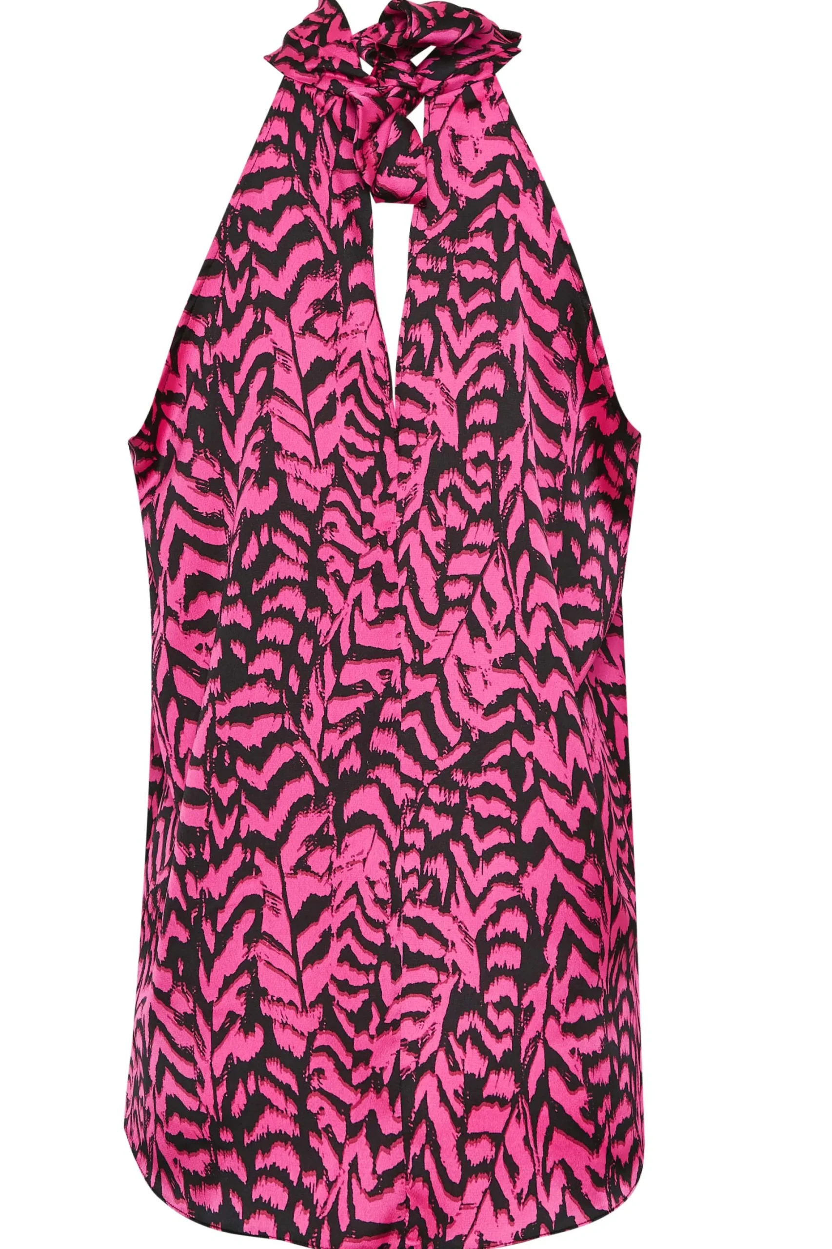 M&Co Womens Pink Animal Print Halterneck Blouse>Women Short Sleeve Tops