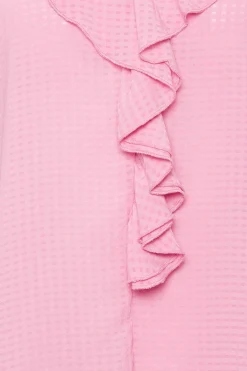 M&Co Womens Pink Check Frill Blouse><noscript><img width=