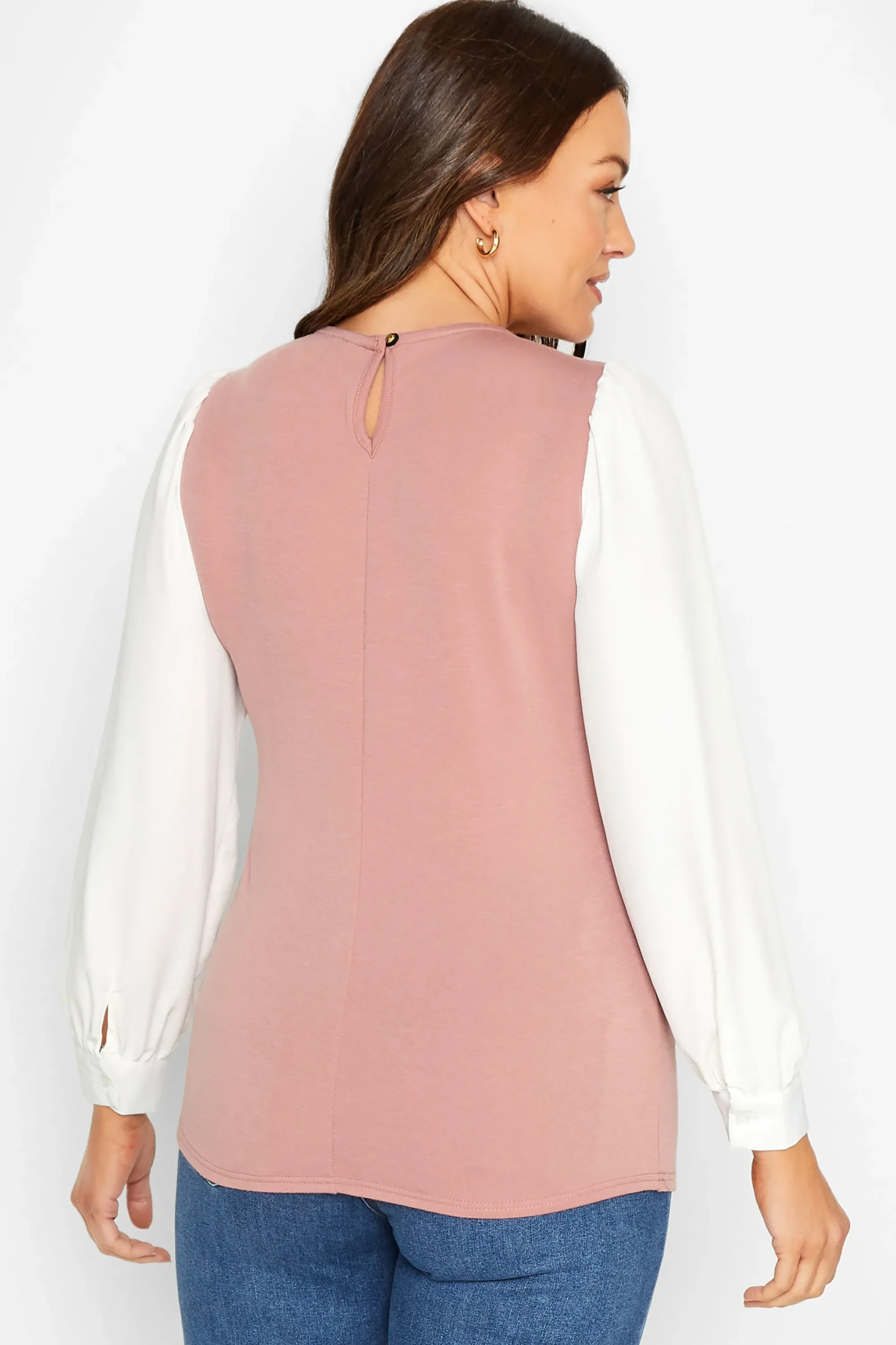 M&Co Womens Pink Contrast Long Sleeve Top>Women Shirts