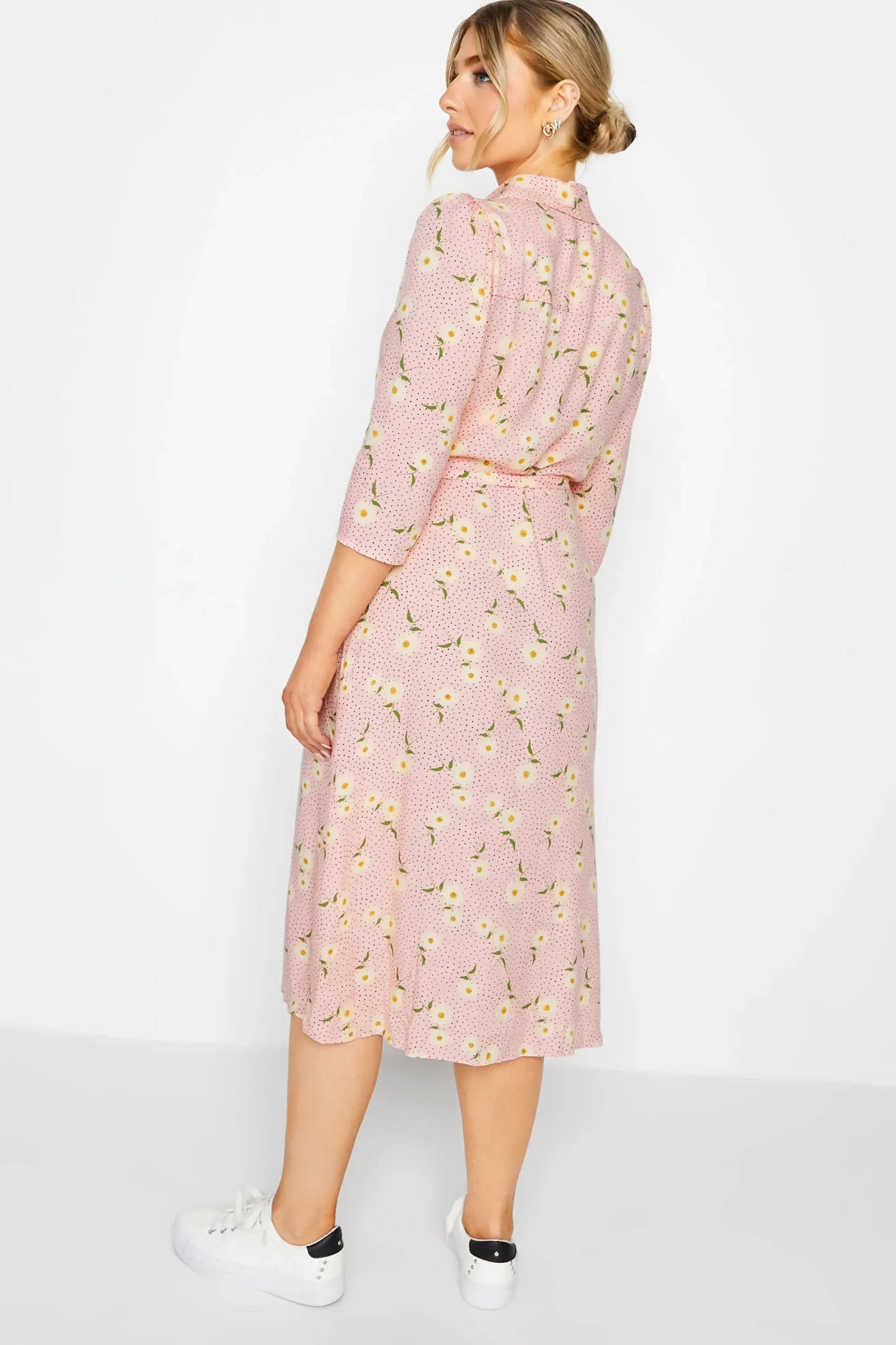 M&Co Womens Pink Ditsy Floral Midi Shirt Dress>Women Shirt Dresses