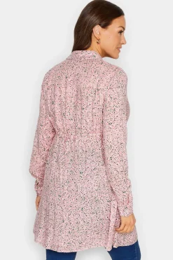 M&Co Womens Pink Ditsy Print Tie Waist Tunic Shirt><noscript><img width=