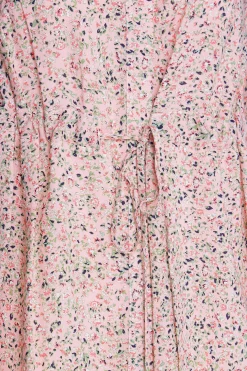 M&Co Womens Pink Ditsy Print Tie Waist Tunic Shirt><noscript><img width=