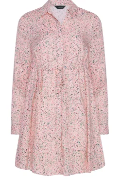 M&Co Womens Pink Ditsy Print Tie Waist Tunic Shirt><noscript><img width=