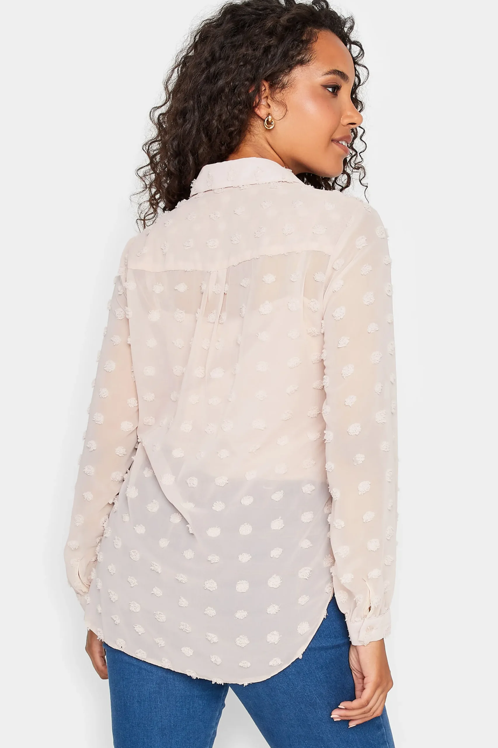 M&Co Womens Pink Dobby Spot Shirt>Women Shirts