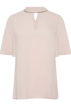 M&Co Womens Pink Embellished Neck Keyhole Blouse><noscript><img width=