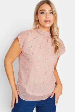 M&Co Womens Pink Floral Print Blouse>Women Short Sleeve Tops