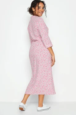 M&Co Womens Pink Floral Print Midi Shirt Dress><noscript><img width=