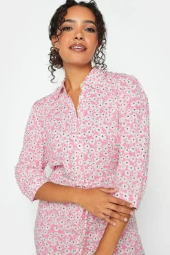 M&Co Womens Pink Floral Print Midi Shirt Dress><noscript><img width=