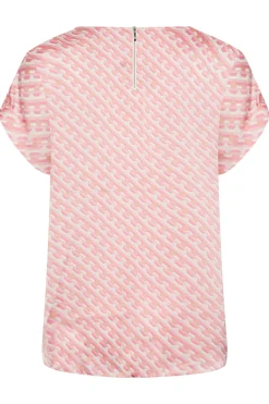 M&Co Womens Pink Geometric Print Blouse><noscript><img width=