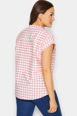 M&Co Womens Pink Gingham Short Sleeve Shirt><noscript><img width=