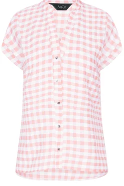 M&Co Womens Pink Gingham Short Sleeve Shirt><noscript><img width=