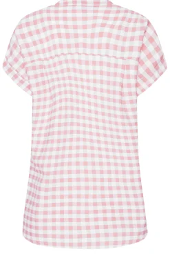 M&Co Womens Pink Gingham Short Sleeve Shirt><noscript><img width=