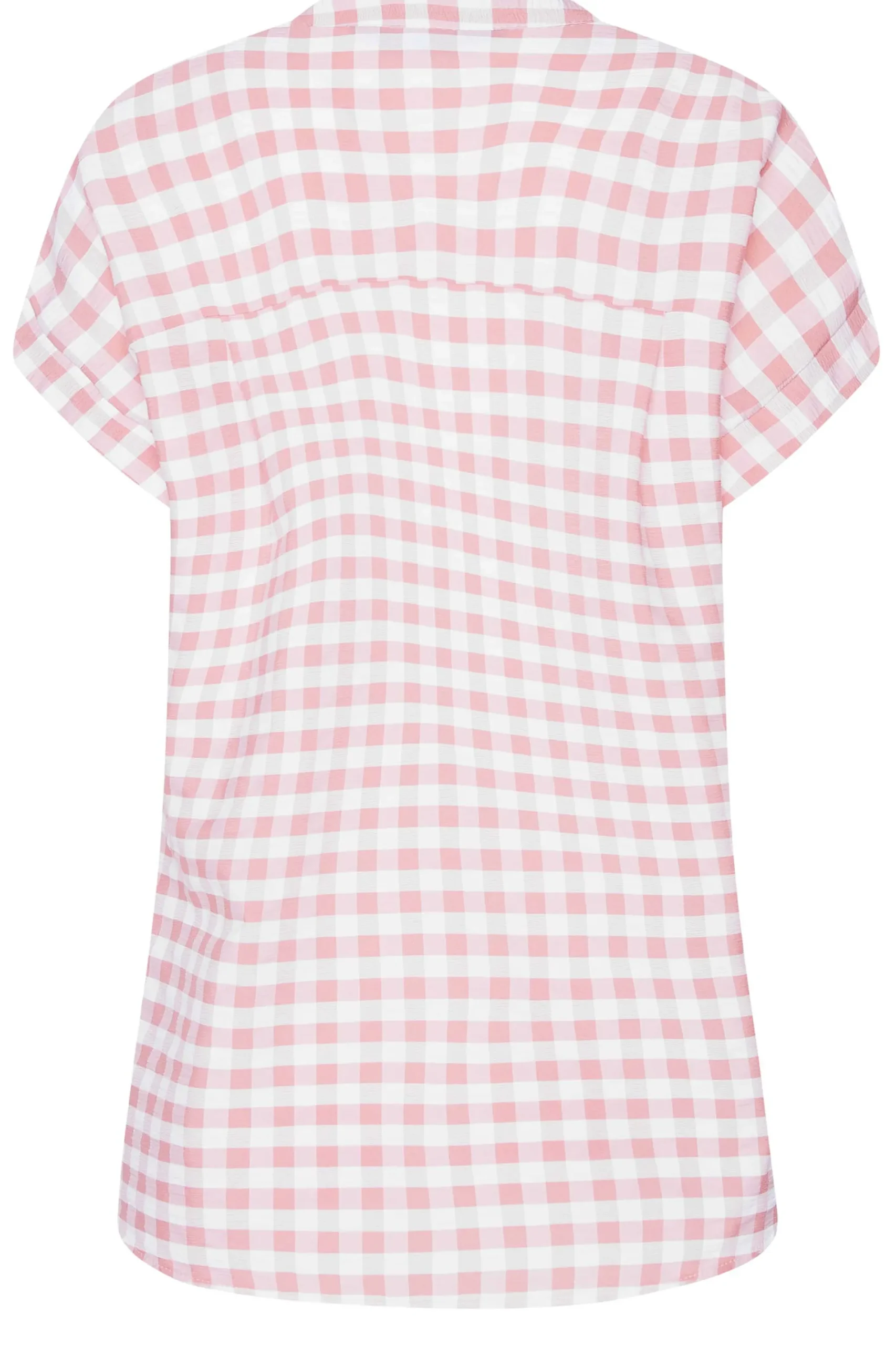M&Co Womens Pink Gingham Short Sleeve Shirt>Women Short Sleeve Tops