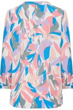 M&Co Womens Pink Leaf Print Half Placket Shirt><noscript><img width=