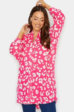 M&Co Womens Pink Leopard Print Blouse>Women Shirts