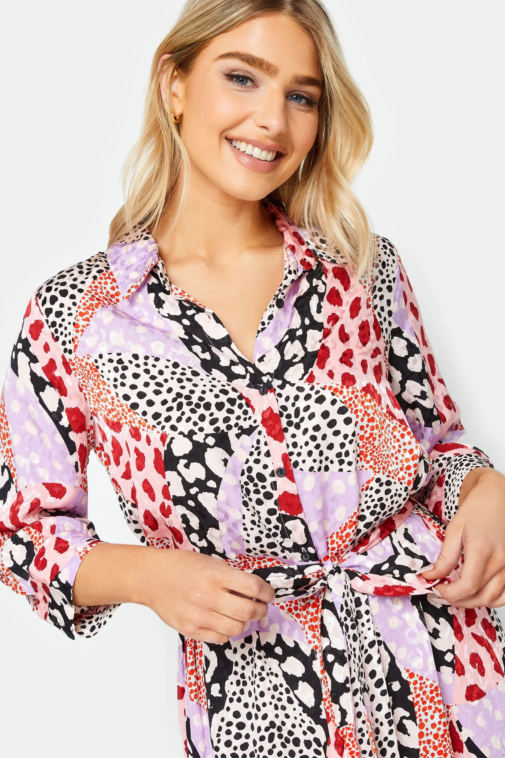 M&Co Womens Pink Mixed Animal Print Shirt Dress>Women Shirt Dresses